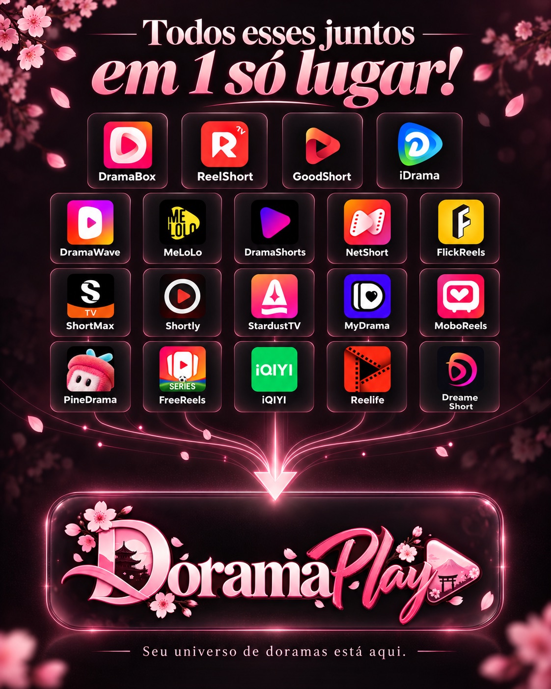 Principais aplicativos de doramas reunidos em um só lugar: DoramaPlay. DramaBox, ReelShort, GoodShort, iDrama, DramaWave e mais.